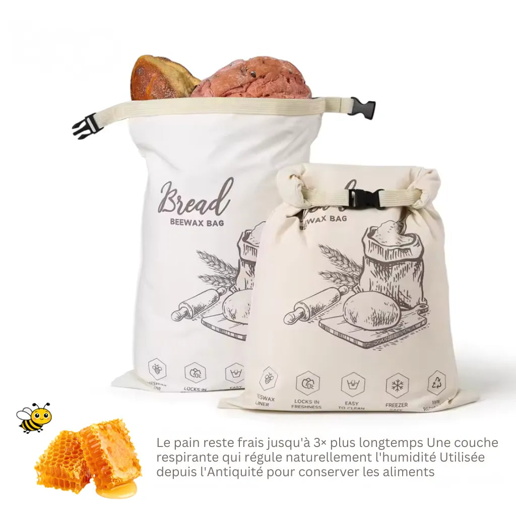 Sac à pain en cire d'abeille biologique – 100 % coton